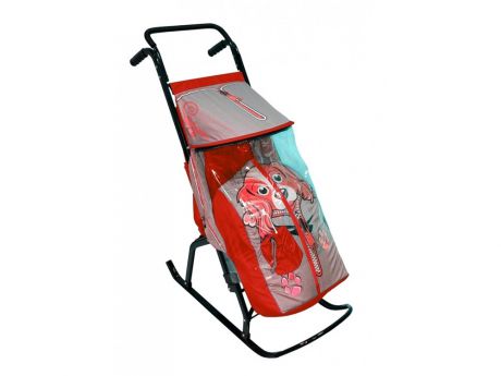 Санки-коляска Rt Снегурочка 2-р Собачка серый красный до 50 кг сталь
