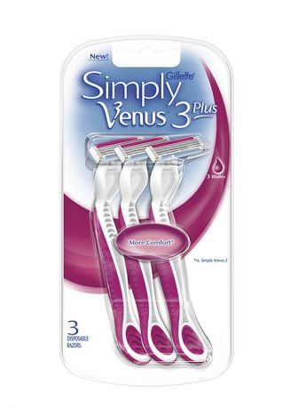 VENUS Бритвы одноразовые для женщин Simply Venus 3 Plus, 3 шт