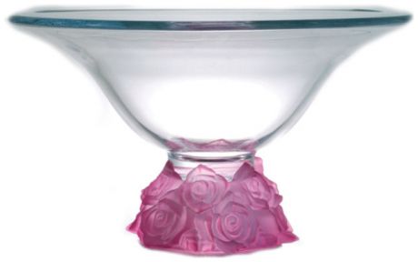 Кристалист Ваза д/фруктов "роза фрост" 35,5 см., с розовым основанием