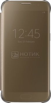Чехол (клип-кейс) Samsung Clear View Cover для Galaxy S7, Поликарбонат, Gold, Золотистый, EF-ZG930CFEGRU