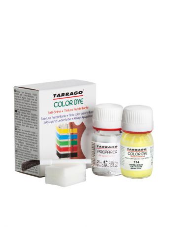 Краски для обуви Tarrago Краситель+очиститель  для гладкой кожи TDC05 COLOR DYE, стекло, 2 х 25мл. (114 светло-желтый)