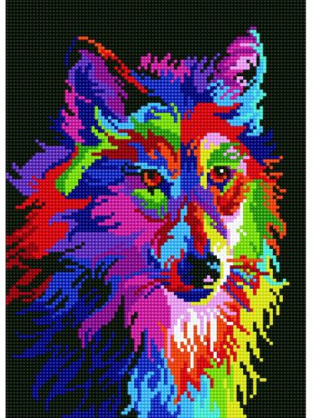 Наборы для поделок Цветной Алмазная мозаика Радужный волк