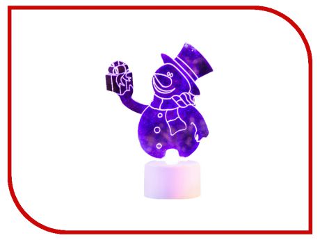Новогодний сувенир Neon-Night Снеговик с подарком 2D 10cm LED RGB 501-054