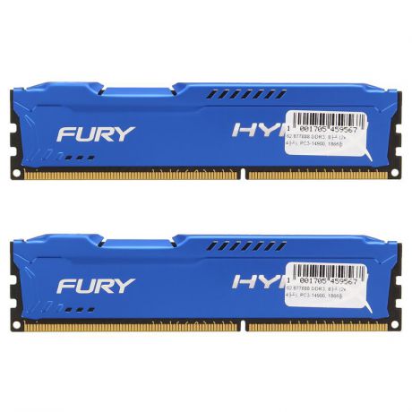 DIMM DDR3, 8ГБ (2x4ГБ), Kingston HyperX FURY blue, HX318C10FK2/8