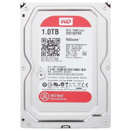 жесткий диск HDD 1ТБ, Western Digital Red, WD10EFRX