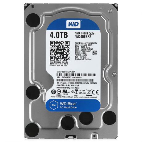 жесткий диск HDD 4ТБ, Western Digital Blue, WD40EZRZ