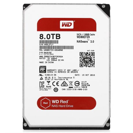жесткий диск HDD 8ТБ, Western Digital Red, WD80EFZX