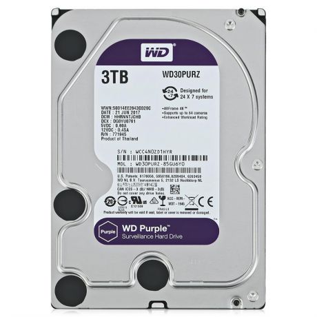 жесткий диск HDD 3ТБ, Western Digital Purple, WD30PURZ