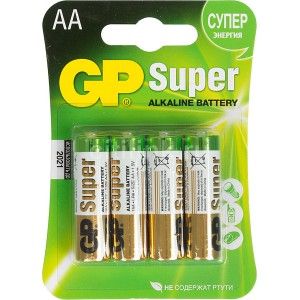 Батарейка GP Super 15A-CR4 AA LR6 (4 шт) в блистере GPAC15AS12