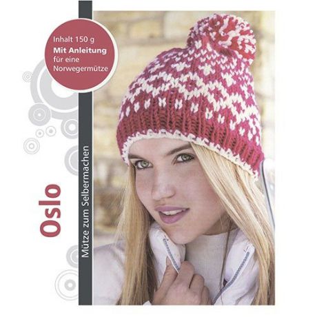 Набор для вязания шапки Oslo 3*50гр 3*50м (70% полиакрил, 30% шерсть) красный и белый