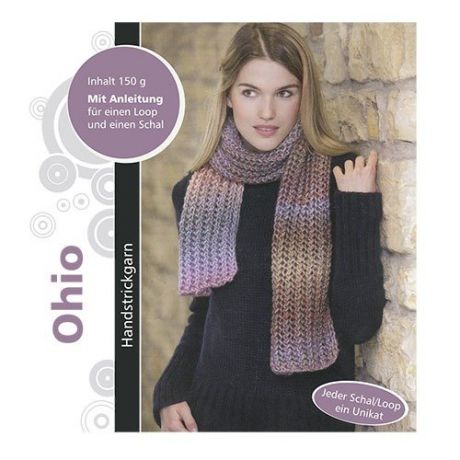 Набор для вязания шарфа Ohio 150гр 315м (32% полиэстер, 68% полиакрил) секционный розово-сиреневый
