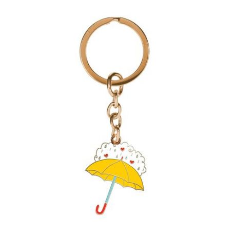 Сувенир, Брелок Желтый зонт на цепочке, из нержавеющей стали 3*8,4*0,1см 77200