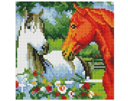 Набор для творчества, Алмазная мозаика Красивые лошади (класс.) 20*20см, (21цв.) AC20018