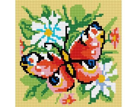 Набор для творчества, Алмазная мозаика Бабочки на букете цветов (блест.) 20*20см, (12цв.) AS20004