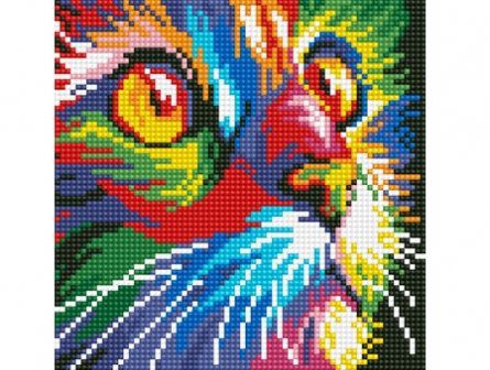Набор для творчества, Алмазная мозаика Яркий кот (блест.) 20*20см, (14цв.) AS20006