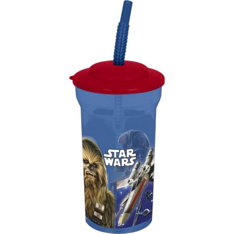 Stor Стакан пластиковый с соломинкой и крышкой Звёздные войны 460 мл