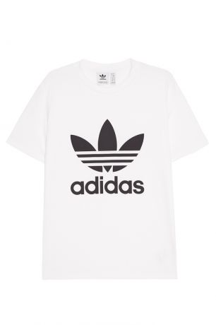 Adidas Белая футболка с контрастным логотипом