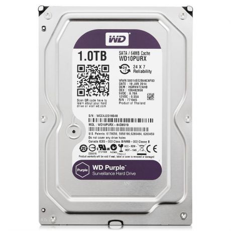 жесткий диск HDD 1ТБ, Western Digital Purple, WD10PURX
