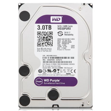 жесткий диск HDD 3ТБ, Western Digital Purple, WD30PURX