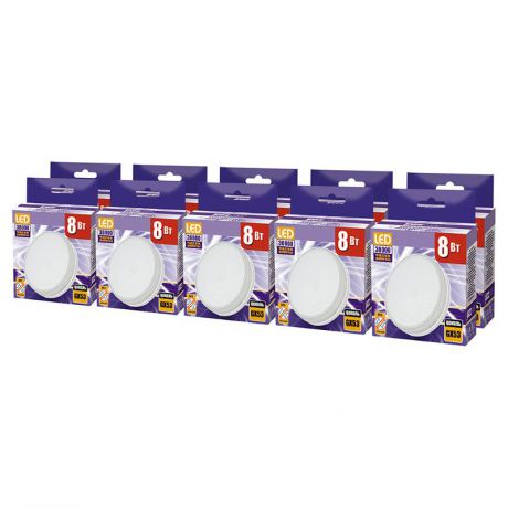 Упаковка ламп LED 10шт Jazzway PLED-GX53 8w 3000K 640Lm 230/50