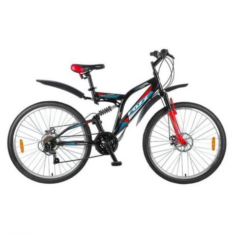 Велосипед Foxx Freelander 26", скоростей 18, TY21/Power/MicroShift, дисковые тормоза, черный/красный