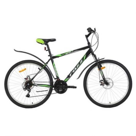 Велосипед Foxx Aztec D 26", скоростей 18, TY21/Power/MicroShift, дисковые тормоза, черный/зелен