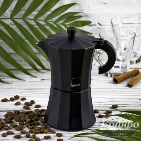 Гейзерная кофеварка Morosina (на 6 чашек по 40 мл), чёрная