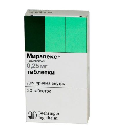 мирапекс 0,25 мг 30 табл
