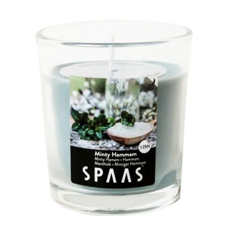 свеча в стекле SPAAS Мятный хаммам 7х8,3см 25ч/г аромат.