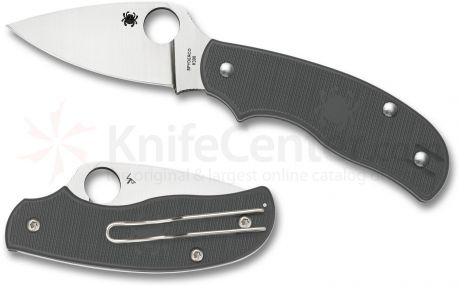 Spyderco C127PGY Urban Lightweight Folding Knife 2.61" Bohler K390 Plain Blade, Gray FRN Handles