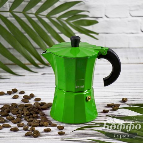 Гейзерная кофеварка Morosina (на 3 чашки по 40 мл), зелёная
