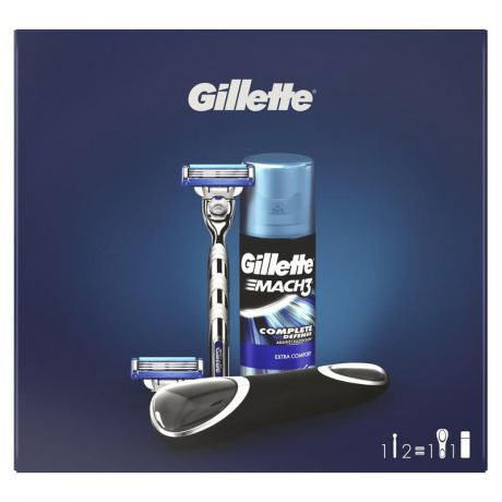 Подарочный набор Gillette Mach3 Turbo (Бритва + 2 кассеты + Гель для бритья Экстракомфорт, 75мл + Дорожный чехол)