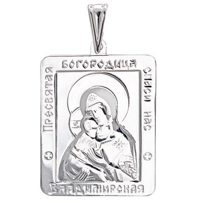 Подвеска-иконка "Богородица Владимирская" из серебра