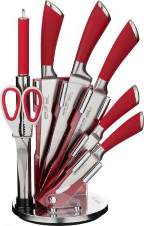 Набор ножей Agness, на подставке, 911-501, красный, 8 предметов