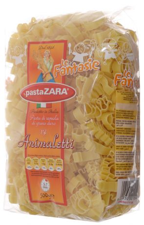 Pasta Zara Фантазия Зверьки макароны, 500 г