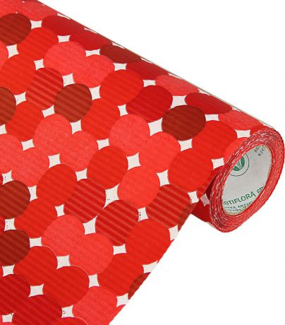 Бумага упаковочная Круги, 1581353, розовый, красный, 0,5 х 10 м