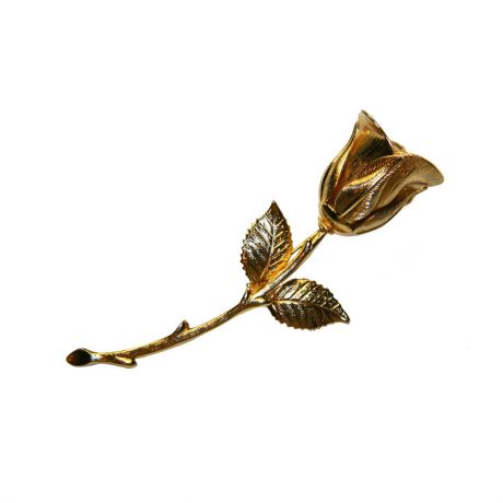 Брошь бижутерная NoName "Золотая роза", Ювелирный сплав, 7 см, НПО2401-39, золотой