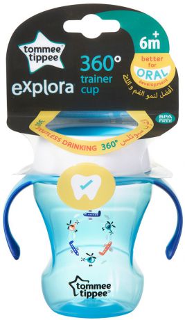 Поильник-непроливайка Tommee Tippee Explora 360 Trainer, от 6 месяцев, 44703591-2, голубой