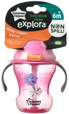 Поильник-непроливайка Tommee Tippee Explora Easy Drink с трубочкой, от 6 месяцев, 44701587-1, розовый