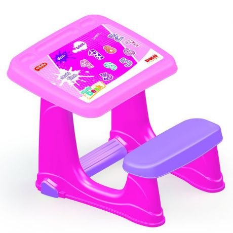 Парта Dolu со скамейкой, цвет: розовый, 49 x 59 x 72 см. DL_7064