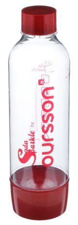 Бутылка для сифонов Oursson "Soda Sparkle", цвет: прозрачный, красный, 1 л