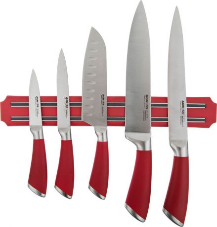 Набор ножей Agness, с магнитным держателем, 911-040, красный, 6 предметов