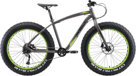 Велосипед горный Welt Fat Freedom 2.0 2019, серый, зеленый, диаметр колес 26"