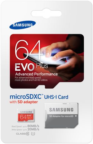 Карта памяти Samsung microSDXC EVO Plus 64Gb UHS-1 20-80MBs