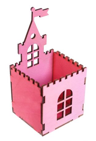 Органайзер для хранения канцелярских принадлежностей Замок, 3924406, розовый, 6,5 х 6,5 х 14 см
