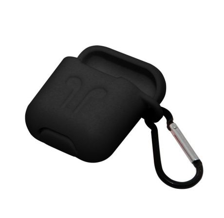 Чехол AIRPODS Silicone Case Soft-Touch с карабином, черный