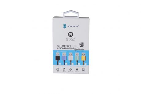 MicroUSB Кабель Solomon NYLON с метал. оболочкой коннекторов (1м, зеленый)