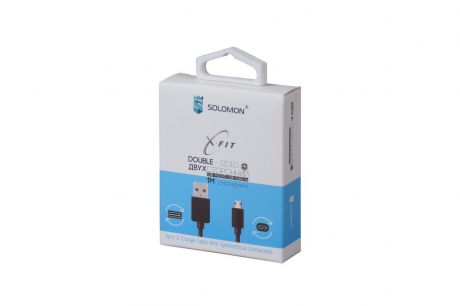 Кабель Solomon X-Fit USB - Micro USB, двусторонний, 1м, черный
