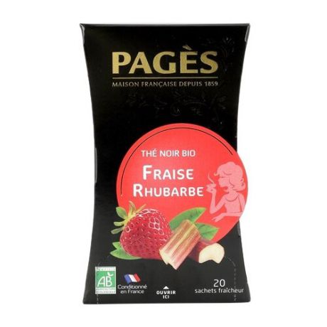 Чай черный Pages Fraise rhubarbe в пакетиках, 20 шт.