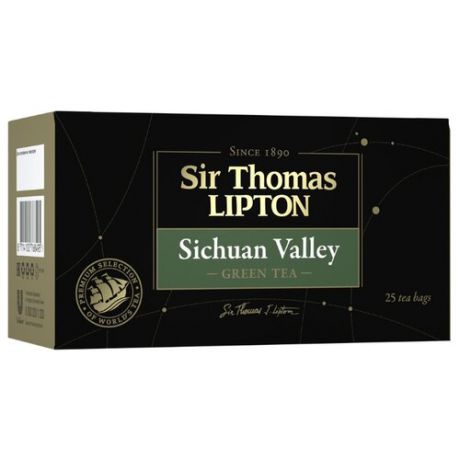 Чай зеленый Sir Thomas Lipton Sichuan valley в пакетиках, 25 шт.